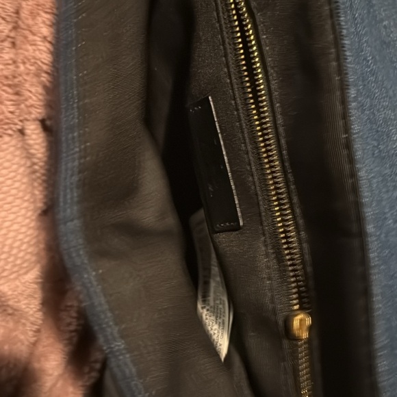 Zara Blue and Gold Quilted Shoulder Bag - Picture 4 of 4